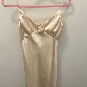 Elegant Cream Spaghetti Strap Dress